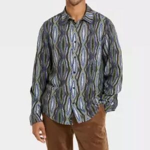 Houston White Jacquard Plaid Long Sleeve Shirt, Size M, NWT